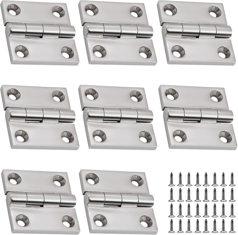 Laorde 316 Stainless Steel Hinges Marine Grade (2" × 2" or 1-1/2" × 1-1/2" Heavy Duty Boat Hatch Hinge Casting Cabinet Door Hinge with Screws (1.5" x 1.5" 8 Pack) - Image 1